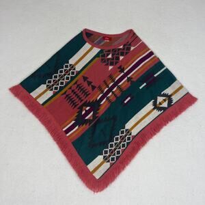 Little Girls Knit Poncho Western- Native American Size S Boho Unique Layering